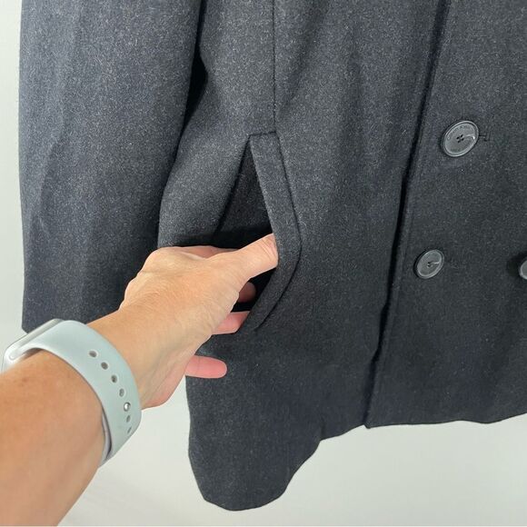 Calvin Klein Men’s Double Breasted Wool Peacoat Size LARGE Charcoal Grey - Picture 6 of 12